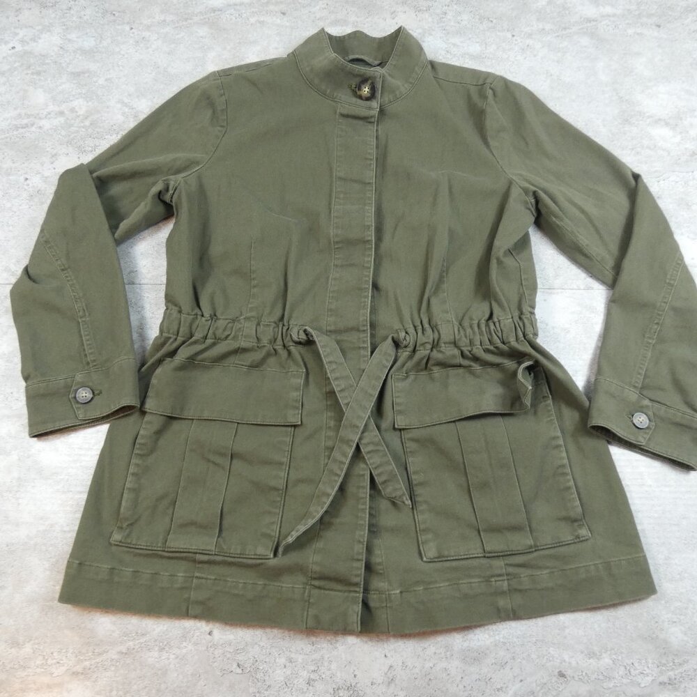 J Jill Jacket Small Green Utility Cargo Safari Grunge